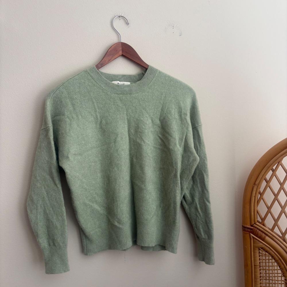 Madewell Modern Womens 100% Cashemere Responsible Light Green Pullover Sweater